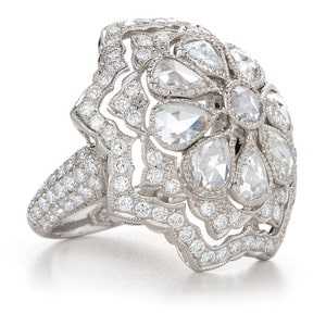 diamond flower ring with accent stones